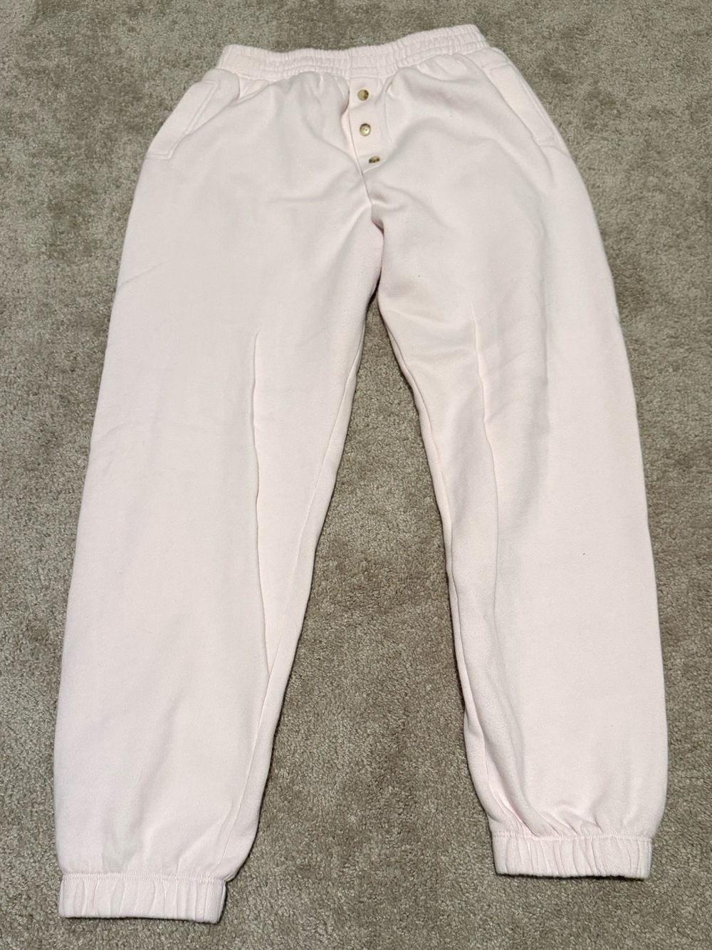 DONNI. Light Pink fleece Sweatpants with Button Front
